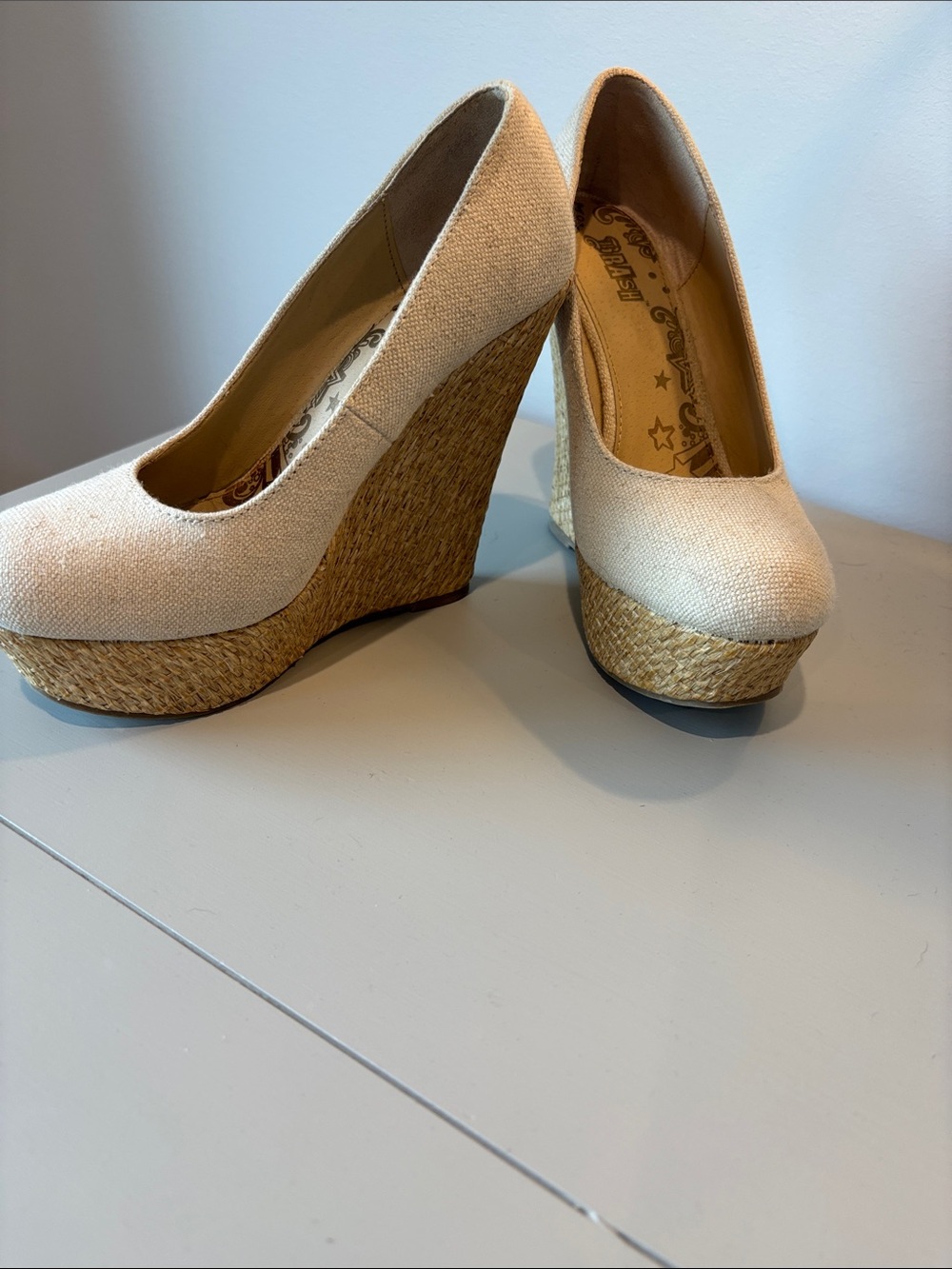 Brash Cream Espadrille Wedge Pumps